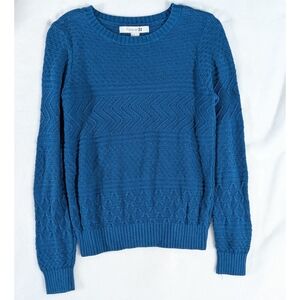 ❤️ Forever 21 Blue Lightweight Sweater Cotton Blend Crewneck Size Small